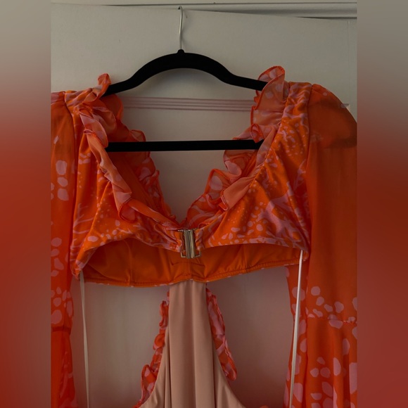 PatBo Coral Print Beach Dress Orange Pink sz S - Picture 11 of 16